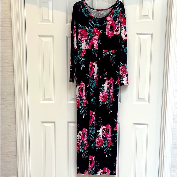 Floral Long Sleeve Scoop Neck Sundress - Picture 1 of 2